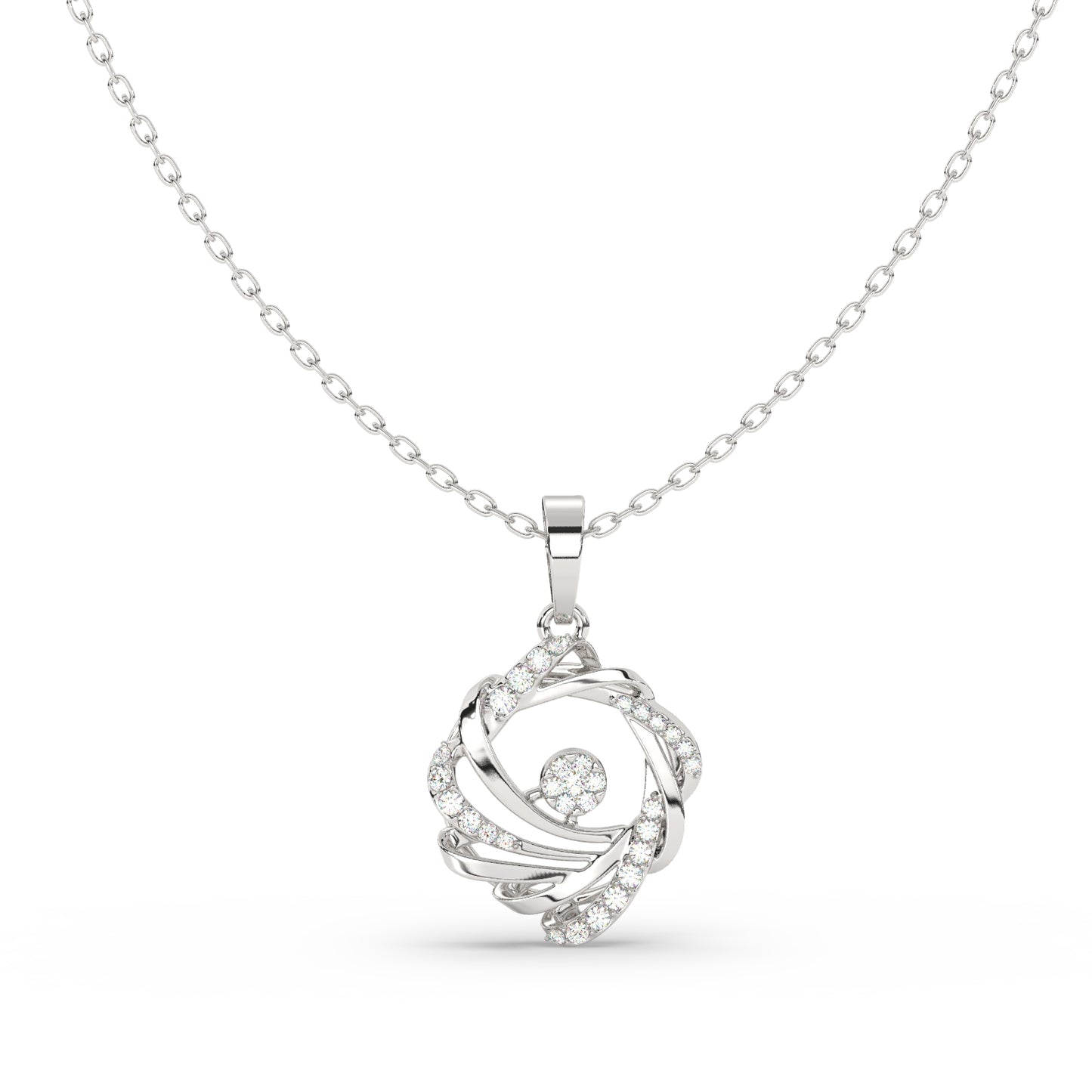 Radiant Swirl Diamond Pendant