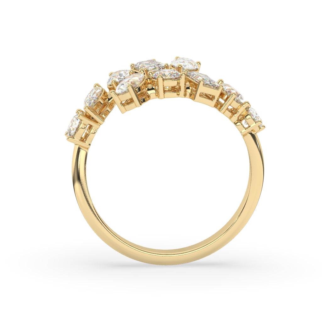 Multi-Cut Diamond Open Ring