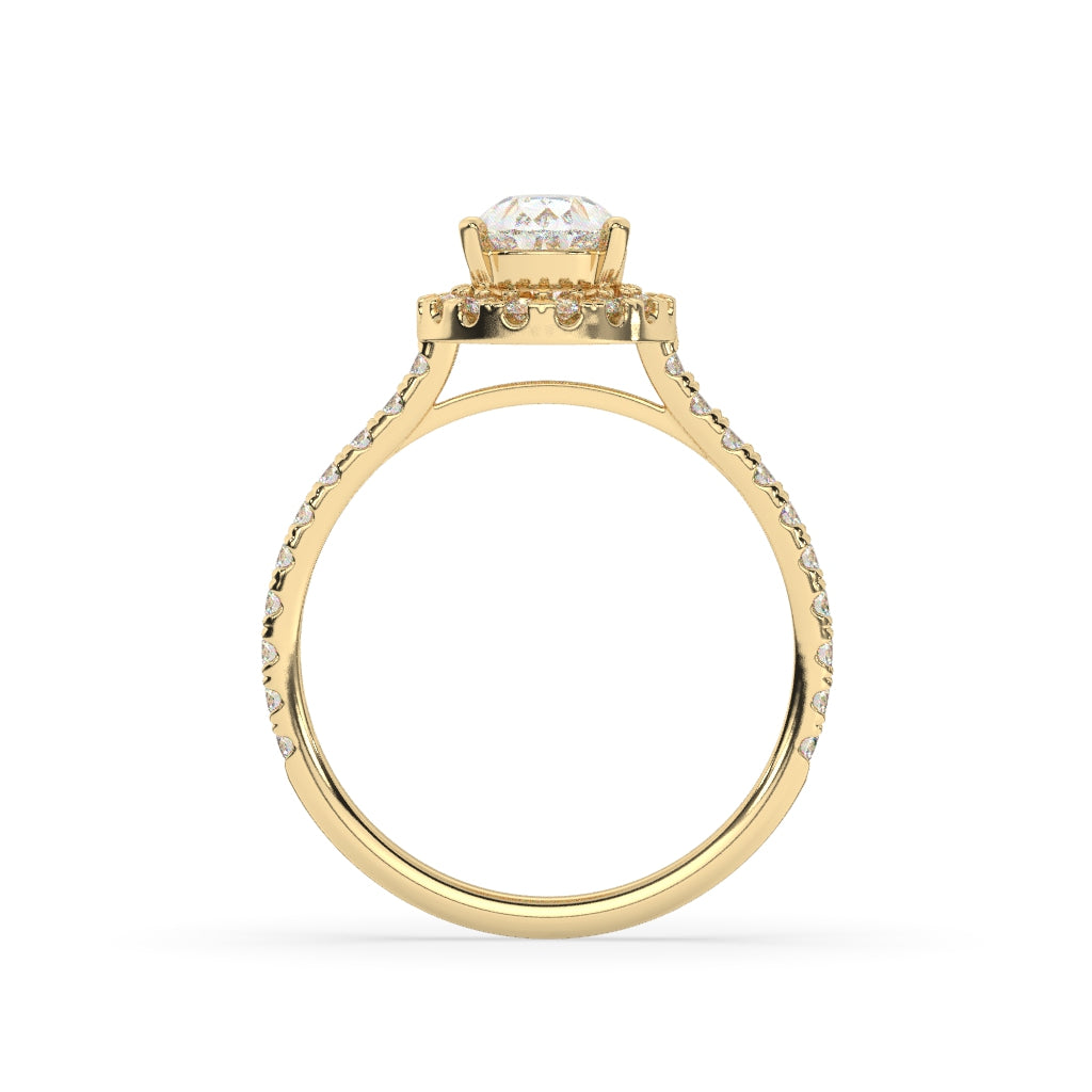 Pear-Shaped Diamond Halo Ring