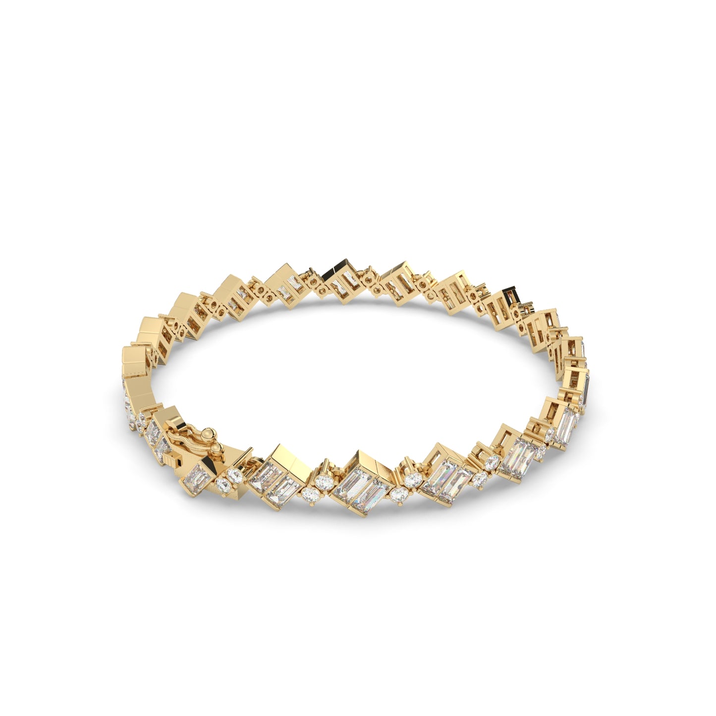 Modern Geometric Diamond Tennis Bracelet