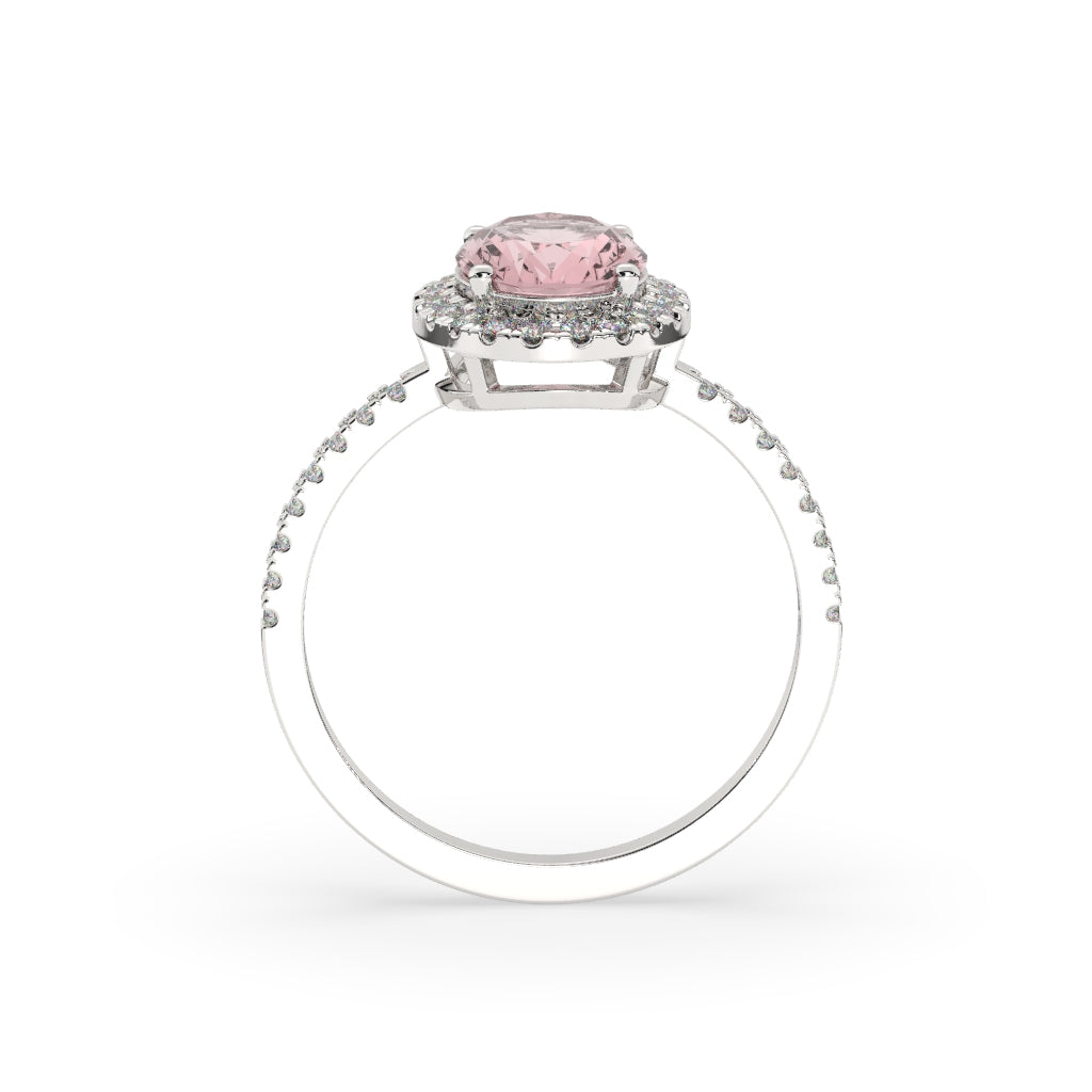 Oval Pink Diamond Halo Ring
