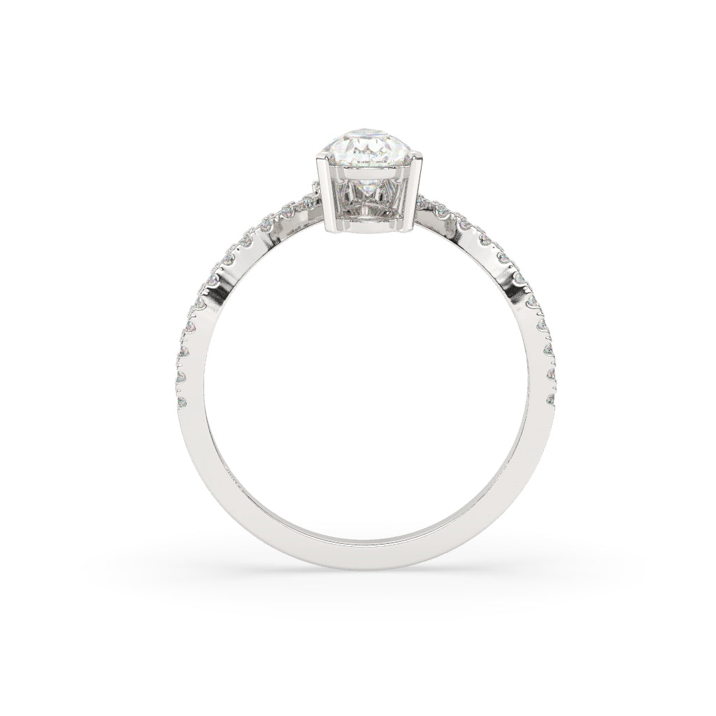 Pear-Cut Diamond Crossover Ring