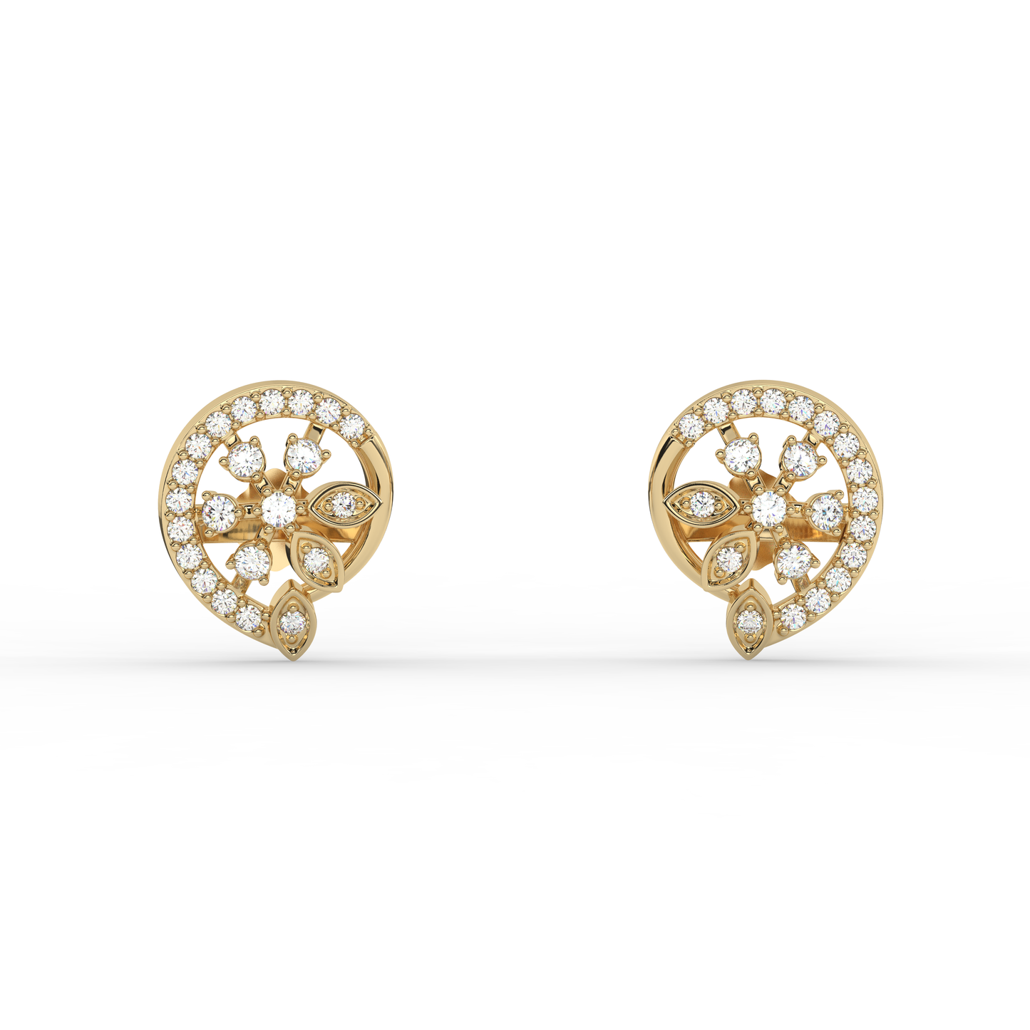 Floral Swirl Diamond Studs