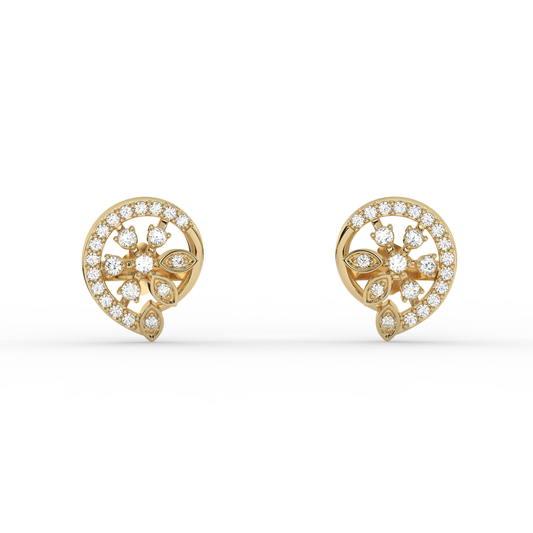 Floral Swirl Diamond Studs