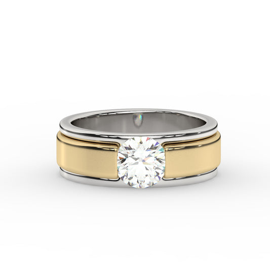 Bold Two-Tone Solitaire Diamond Ring