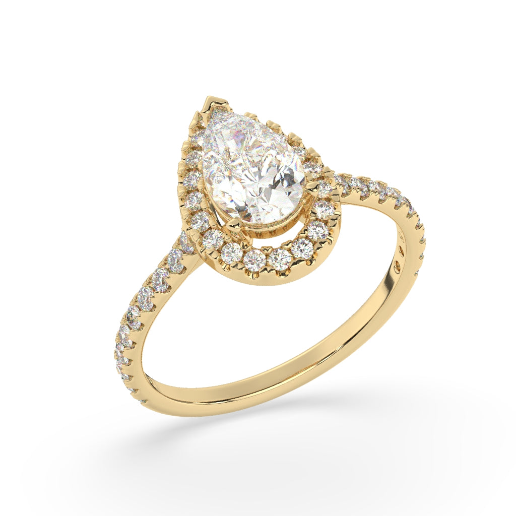 Pear-Shaped Diamond Halo Ring