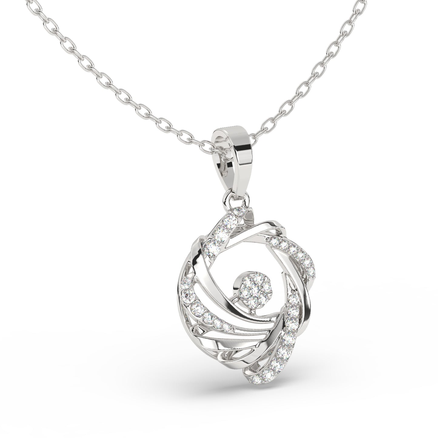 Radiant Swirl Diamond Pendant