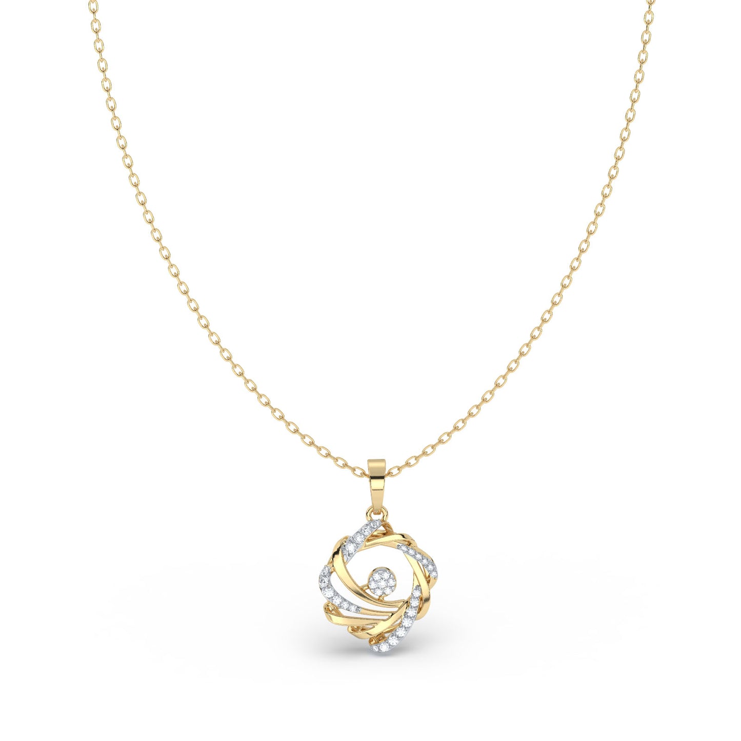 Radiant Swirl Diamond Pendant