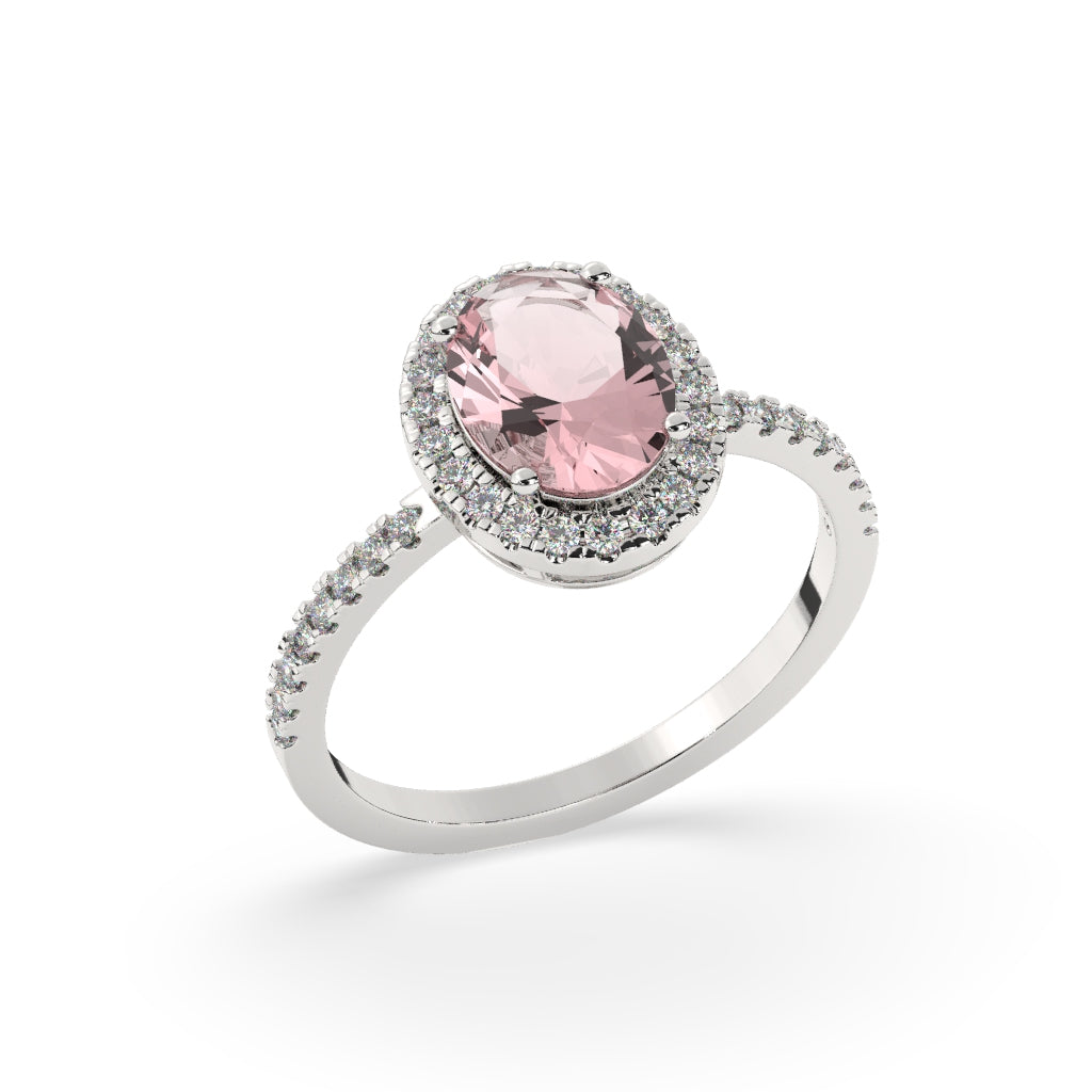 Oval Pink Diamond Halo Ring