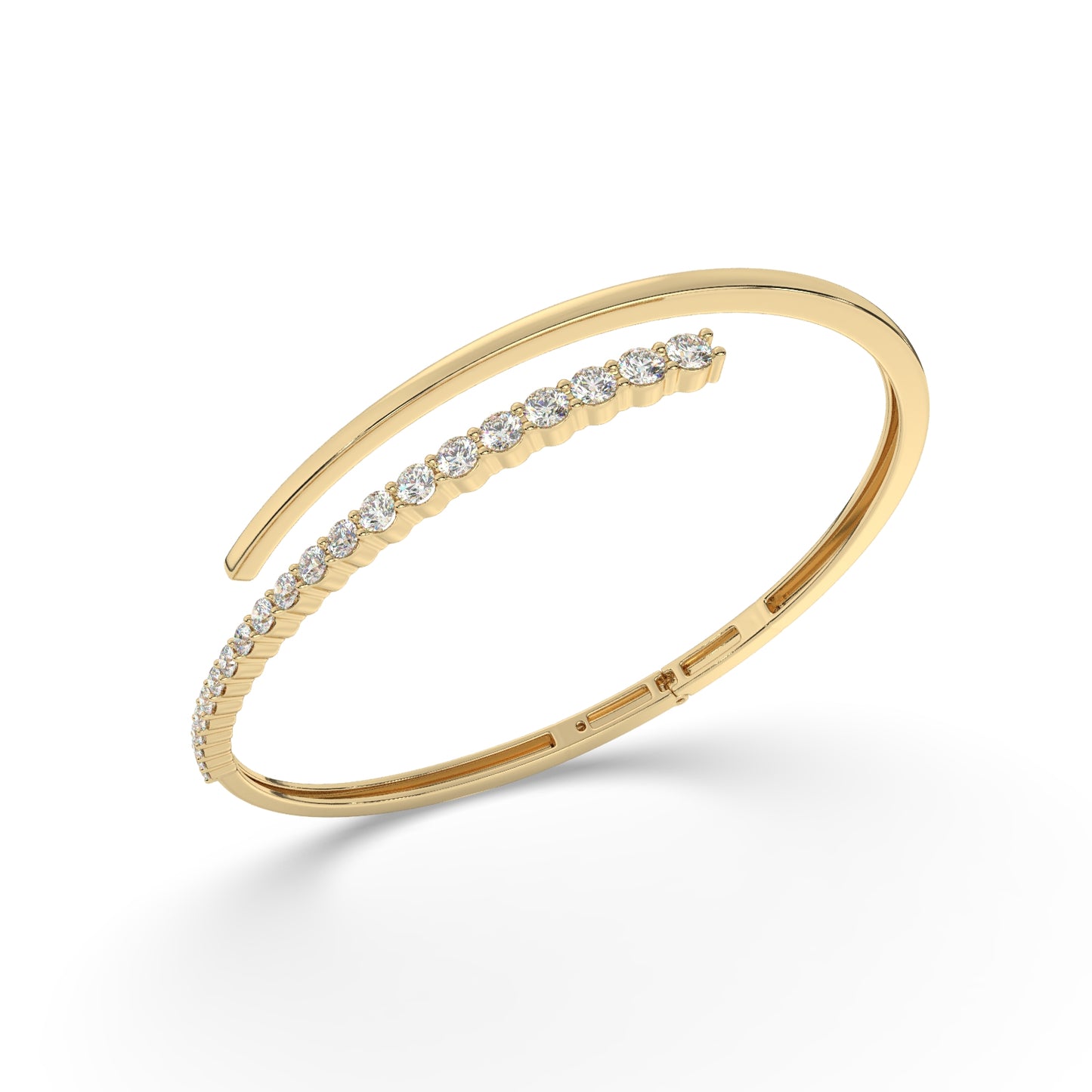 Modern Open Cuff Diamond Bangle