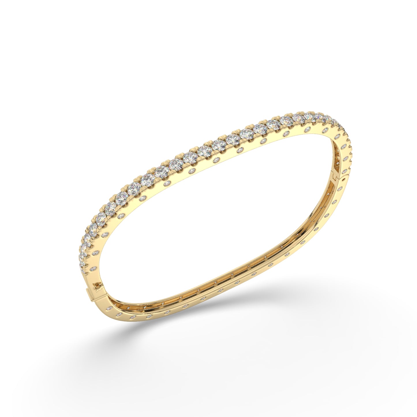 Modern Diamond-Studded Square Bangle