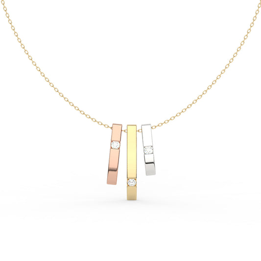 Trio Tone Diamond Bar Pendant