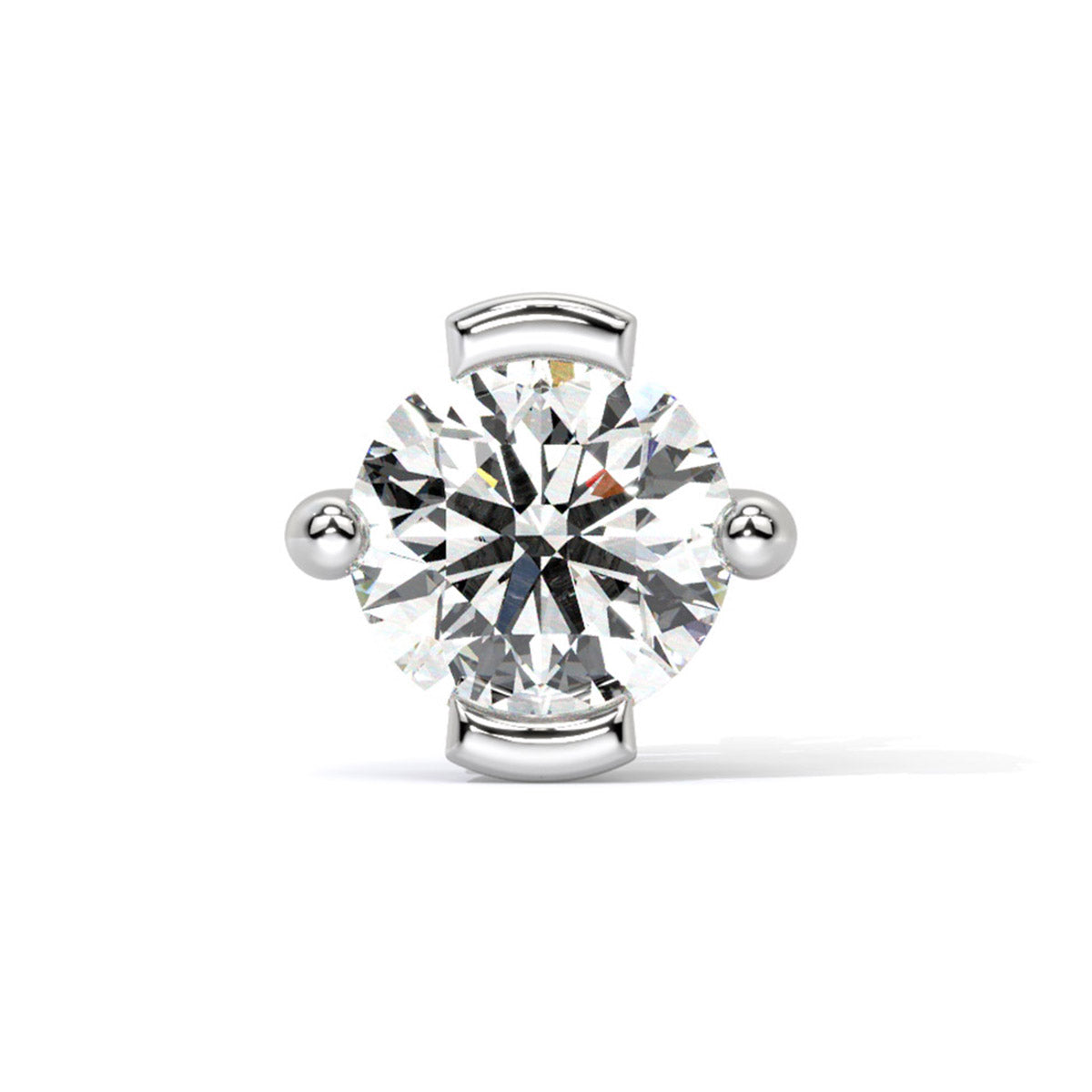 Solitaire Crest Round Men's Diamond Stud