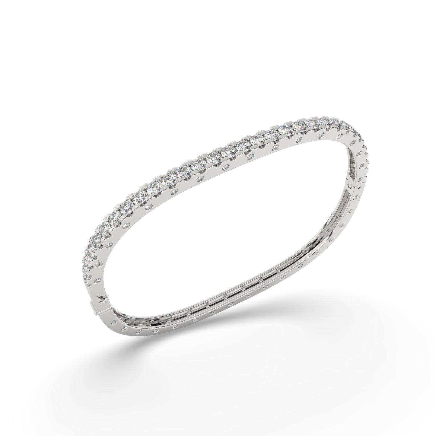 Modern Diamond-Studded Square Bangle