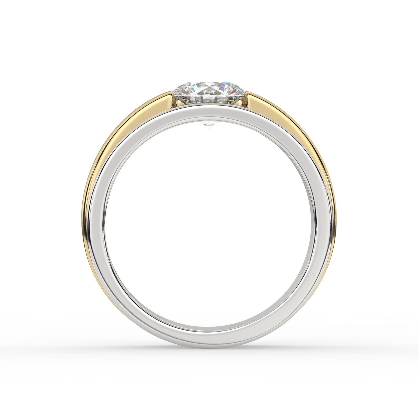 Bold Two-Tone Solitaire Diamond Ring