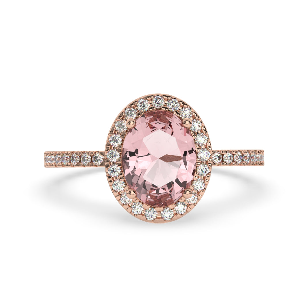 Oval Pink Diamond Halo Ring