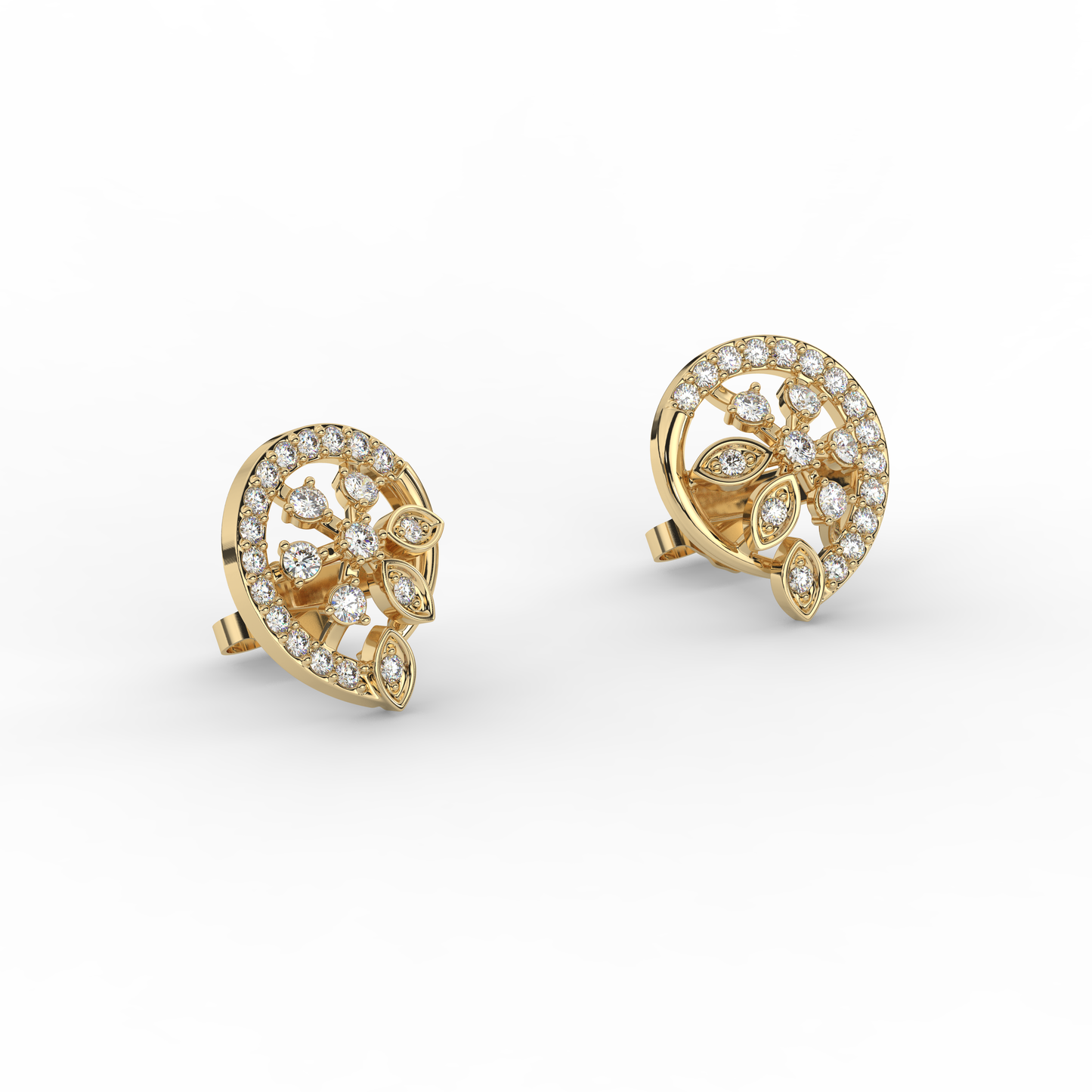 Floral Swirl Diamond Studs