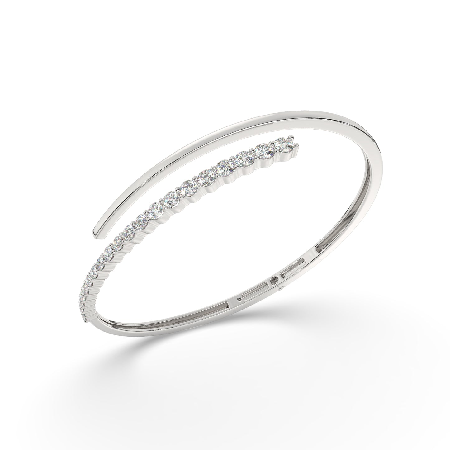 Modern Open Cuff Diamond Bangle