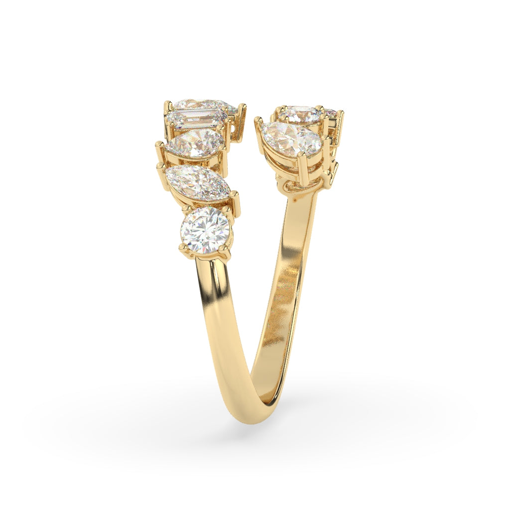 Multi-Cut Diamond Open Ring