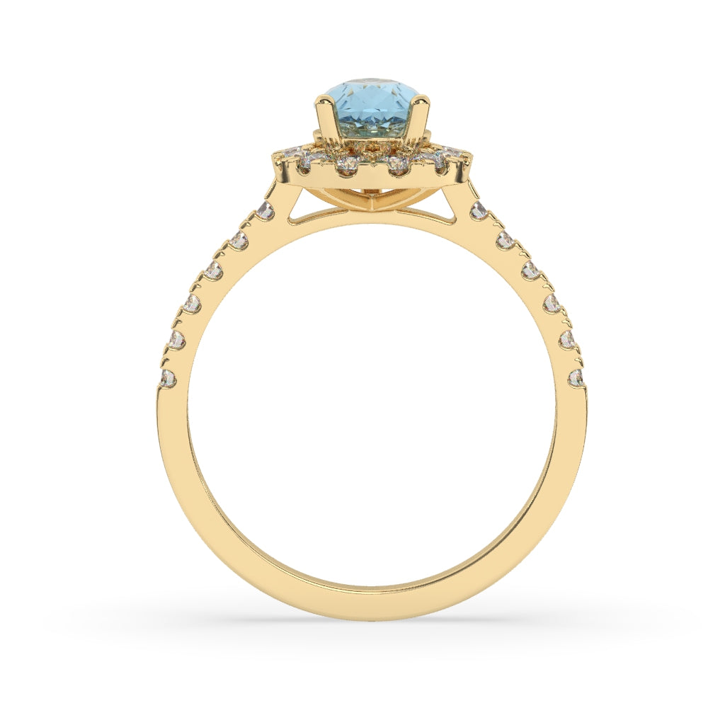Pear-Shaped Aquamarine Halo Ring