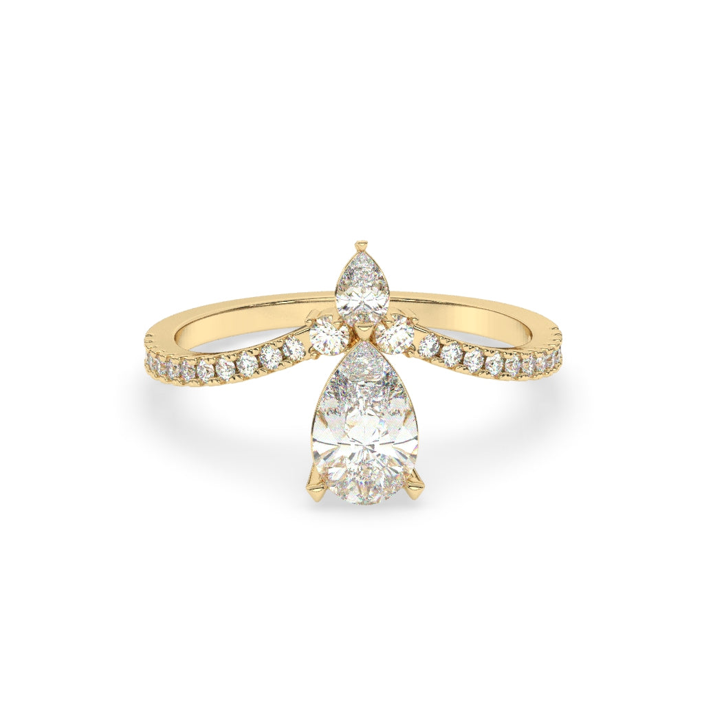 Pear-Cut Diamond Crossover Ring