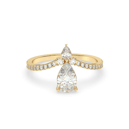 Pear-Cut Diamond Crossover Ring