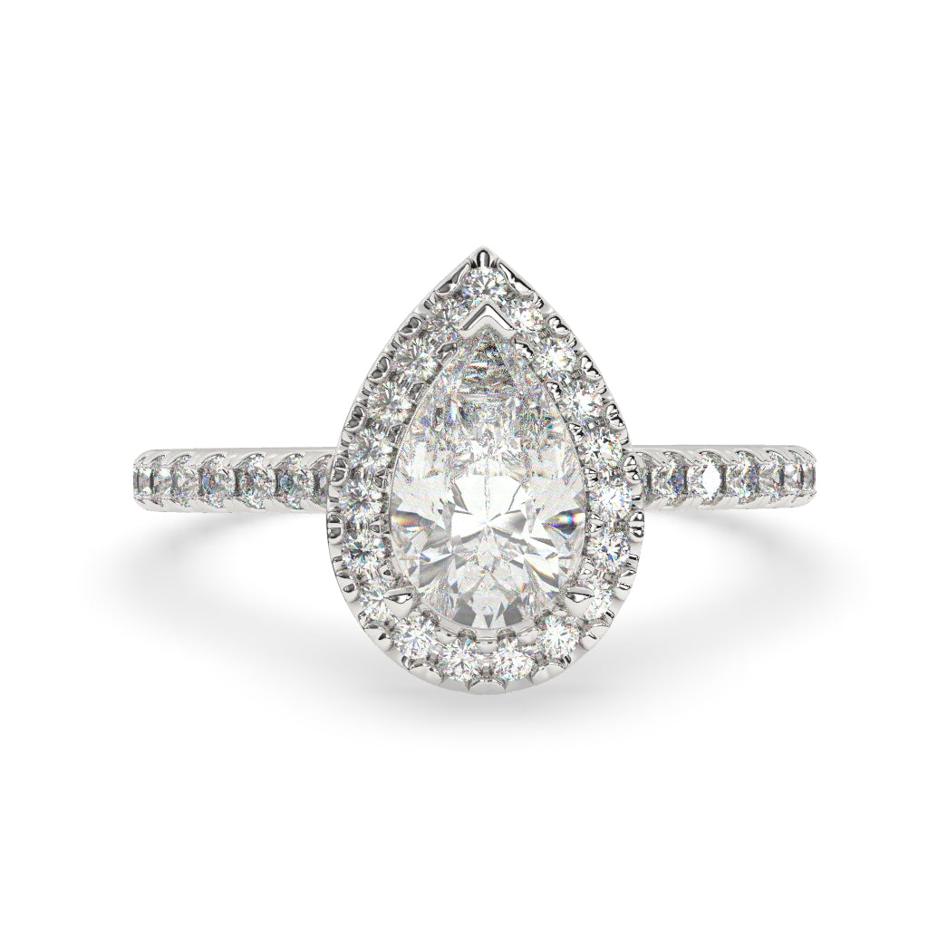 Pear-Shaped Diamond Halo Ring