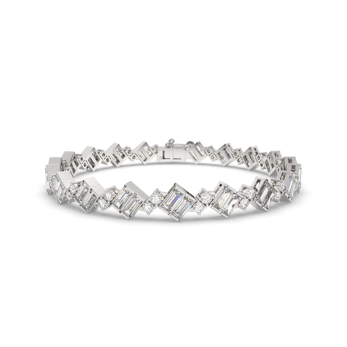 Modern Geometric Diamond Tennis Bracelet