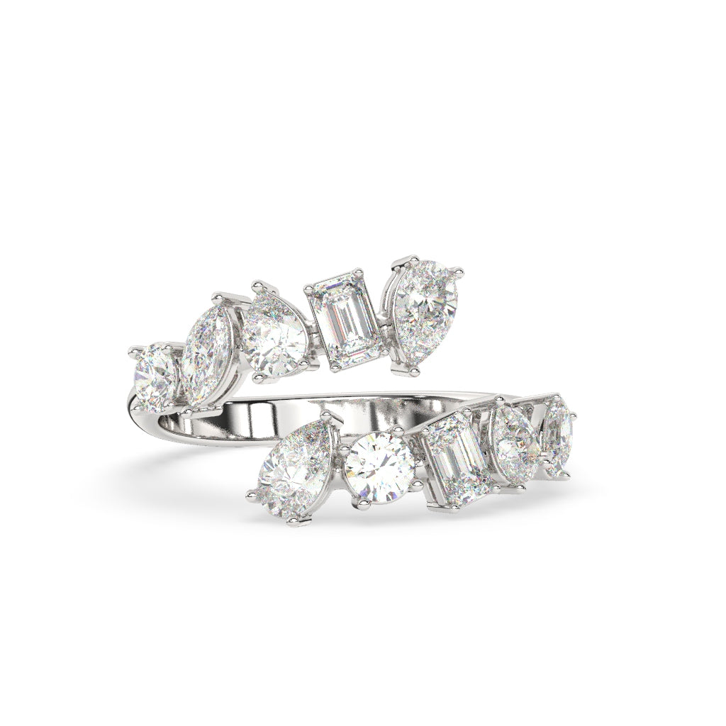 Multi-Cut Diamond Open Ring