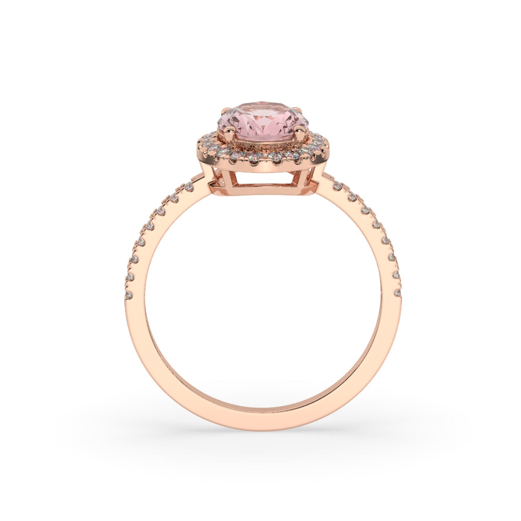 Oval Pink Diamond Halo Ring
