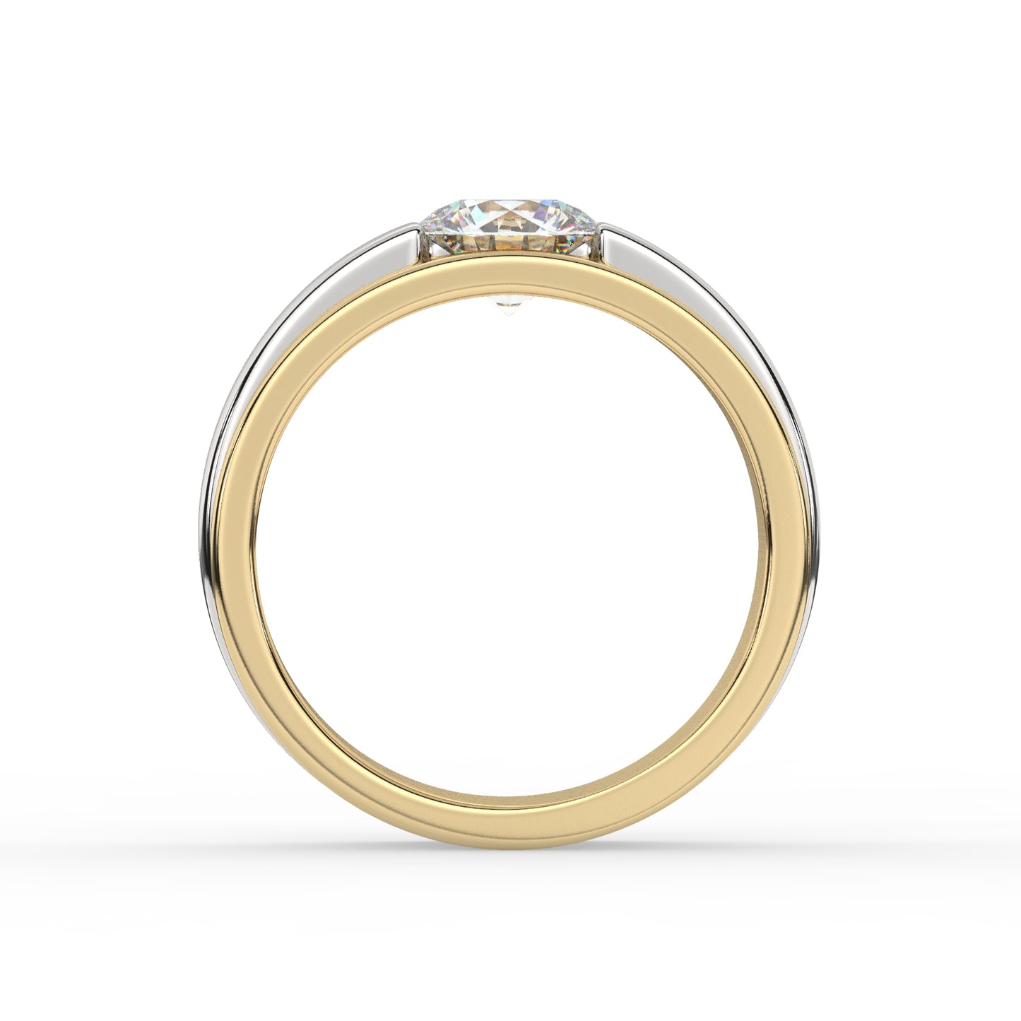 Bold Two-Tone Solitaire Diamond Ring
