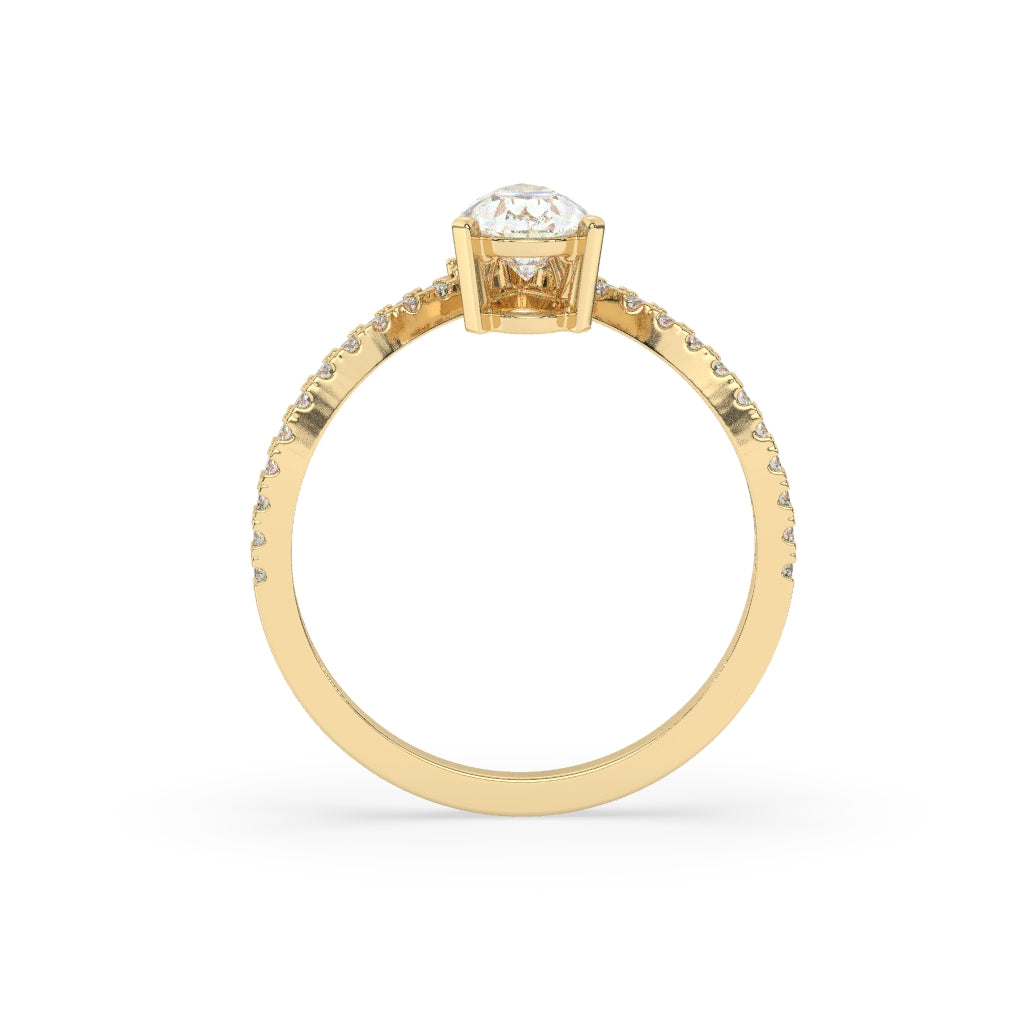 Pear-Cut Diamond Crossover Ring