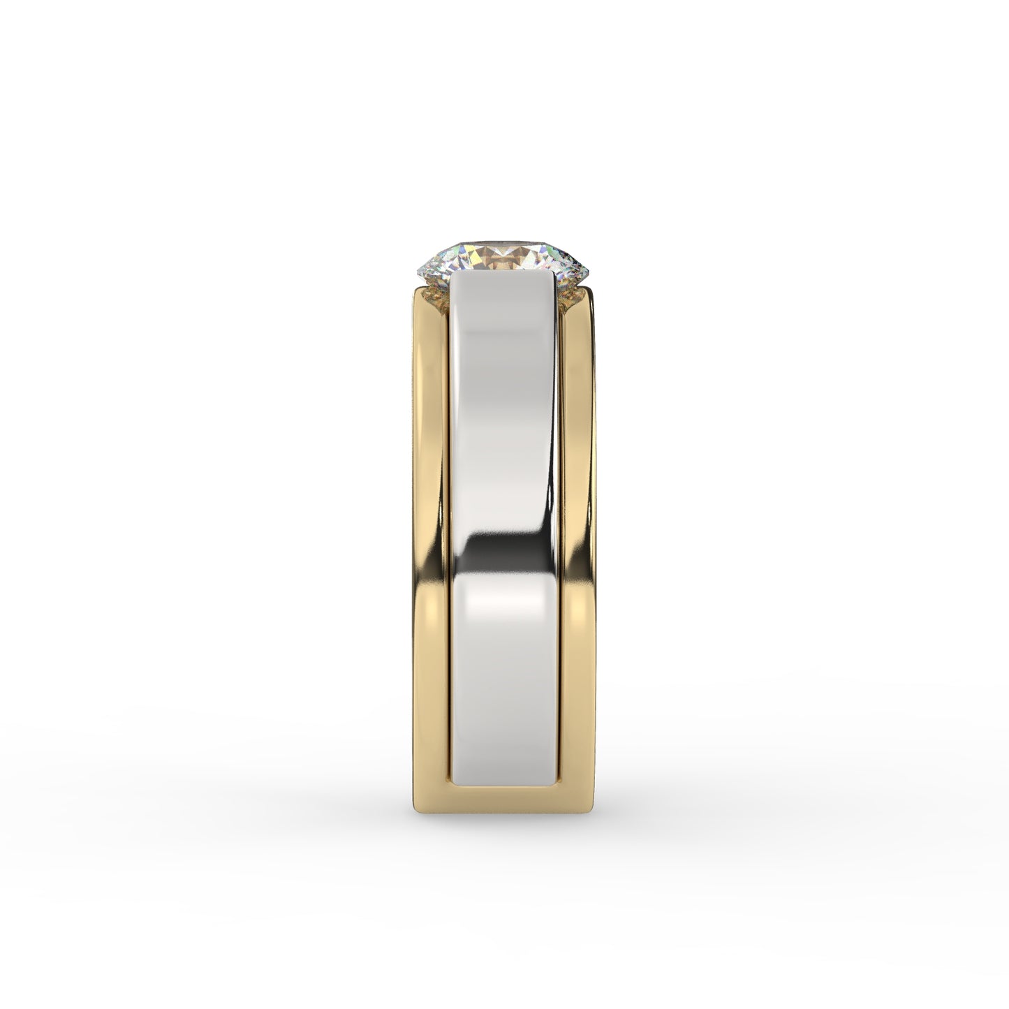 Bold Two-Tone Solitaire Diamond Ring