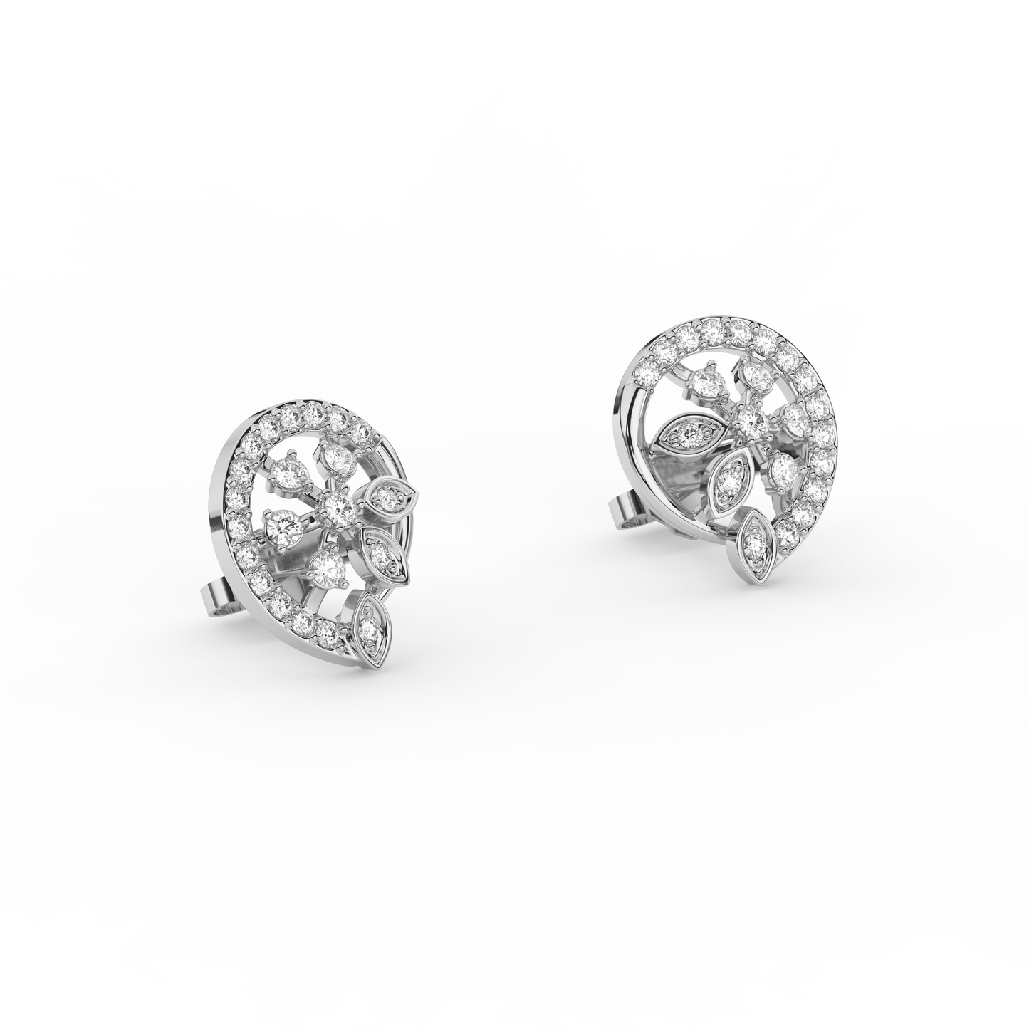 Floral Swirl Diamond Studs