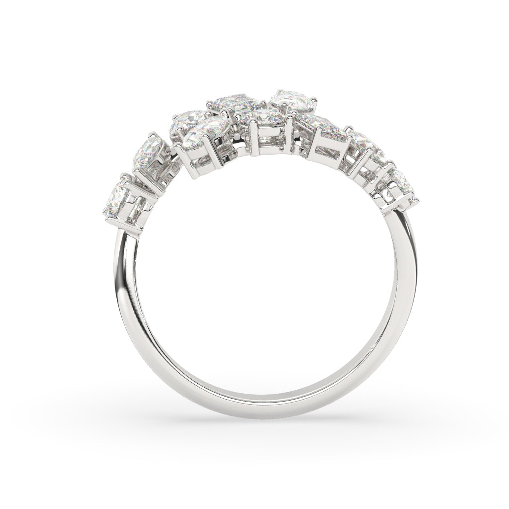 Multi-Cut Diamond Open Ring