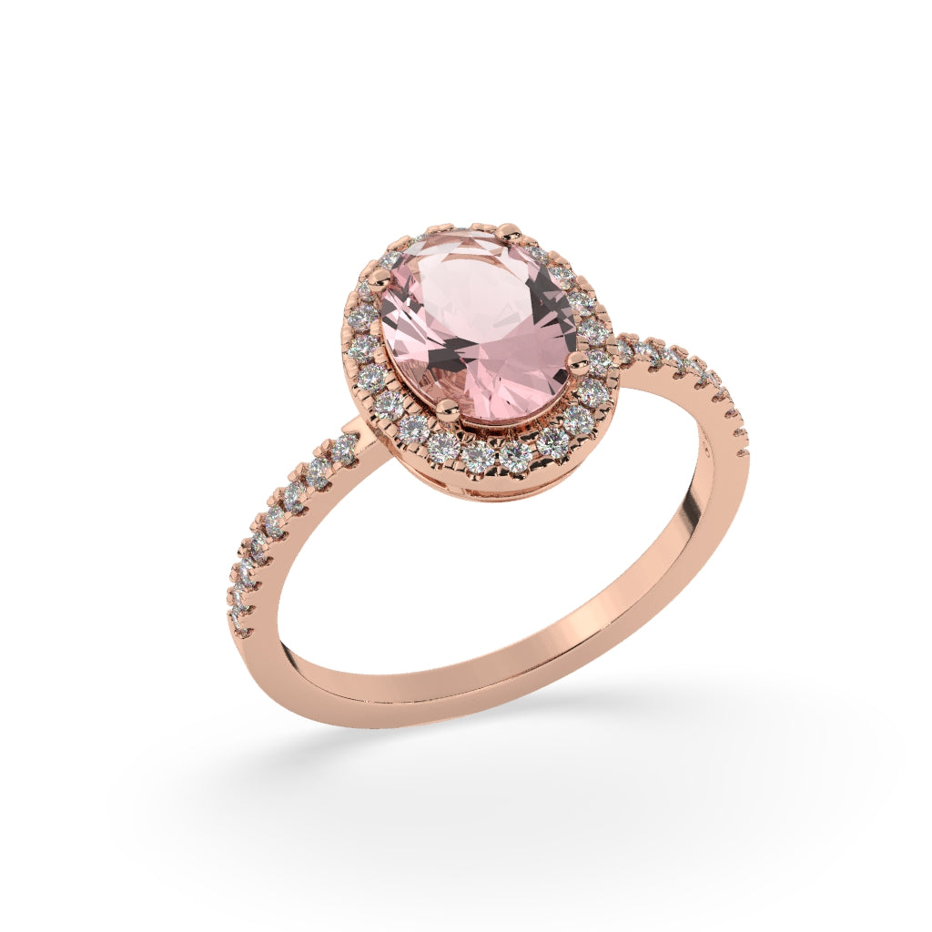 Oval Pink Diamond Halo Ring