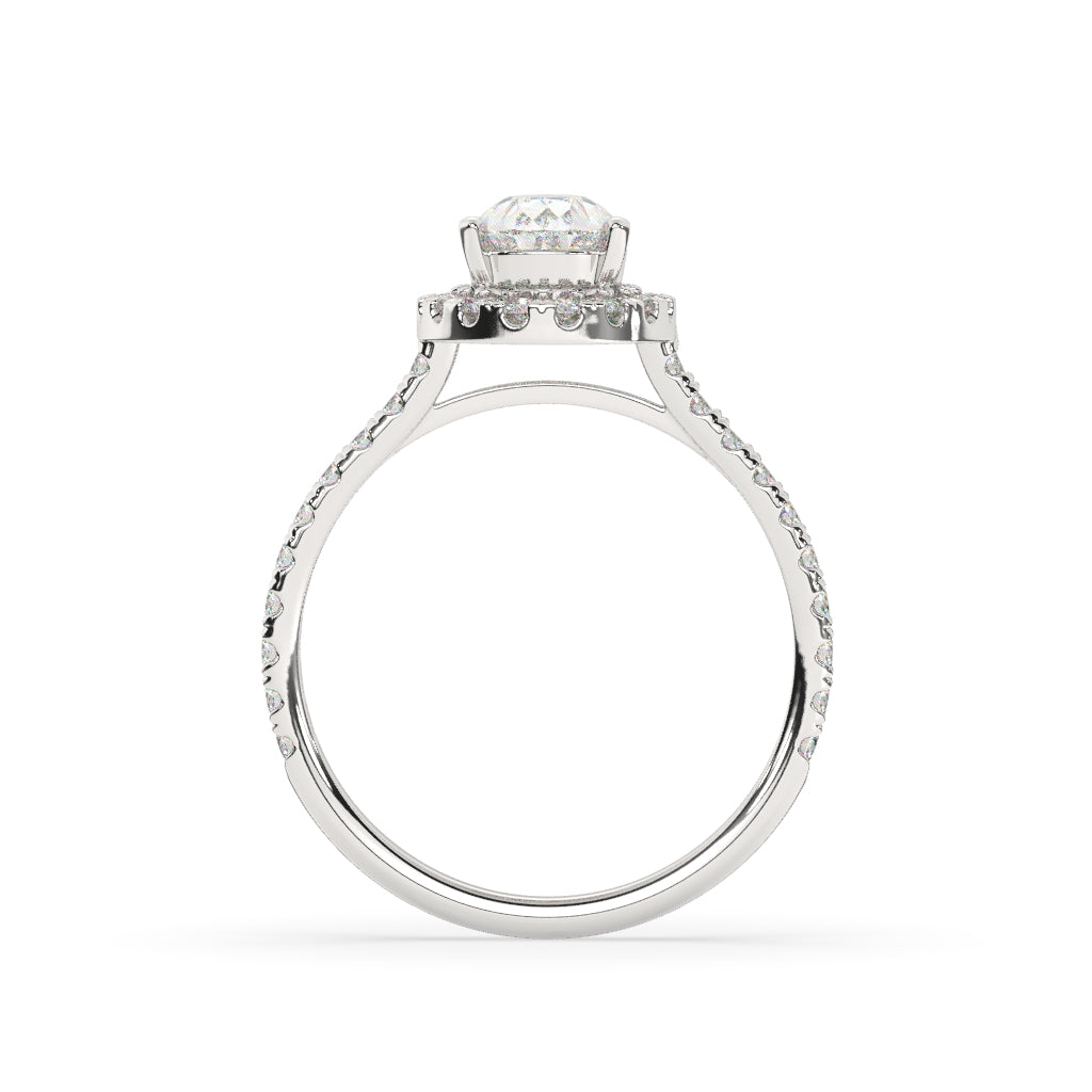 Pear-Shaped Diamond Halo Ring