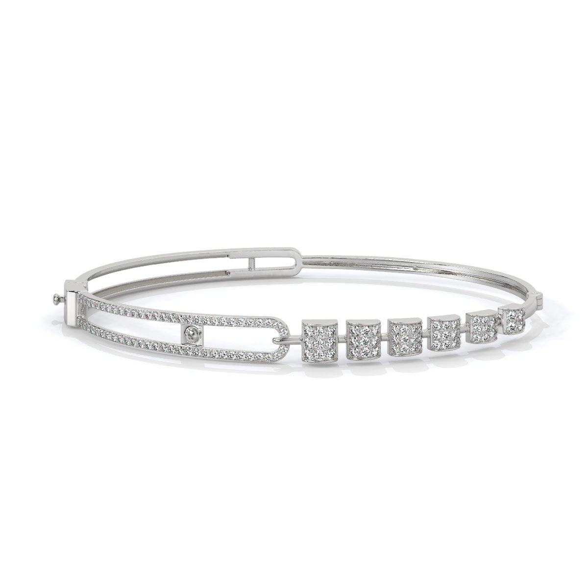 Gleam Line Diamond Connector Bangle
