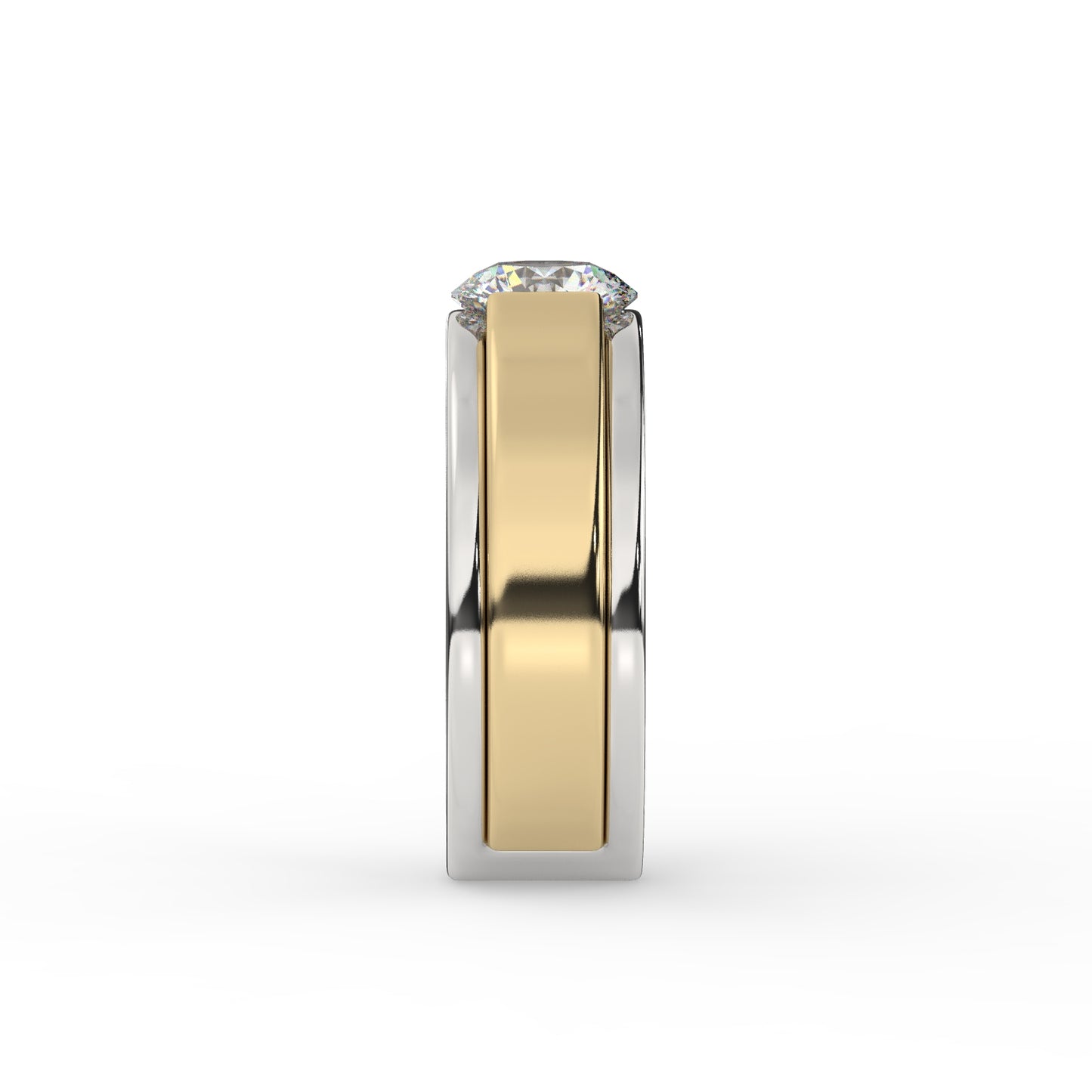 Bold Two-Tone Solitaire Diamond Ring