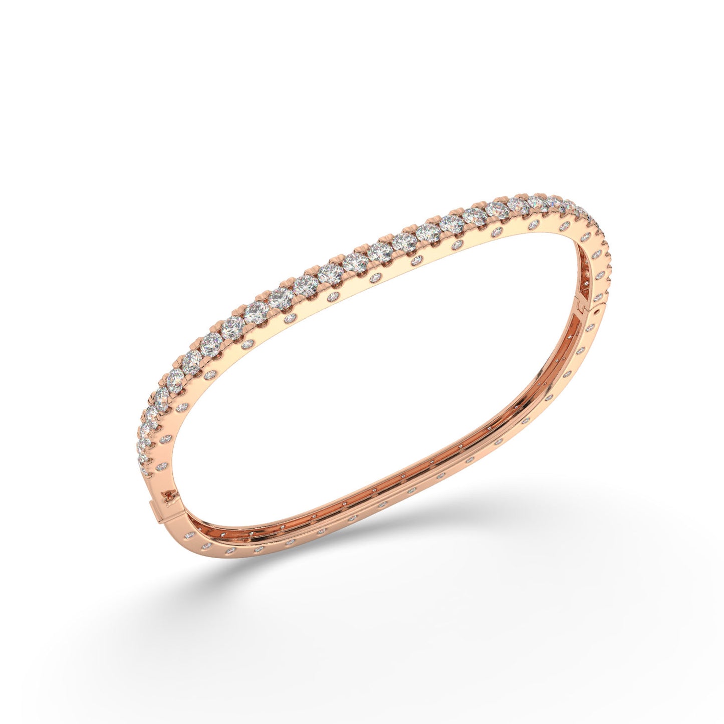 Modern Diamond-Studded Square Bangle