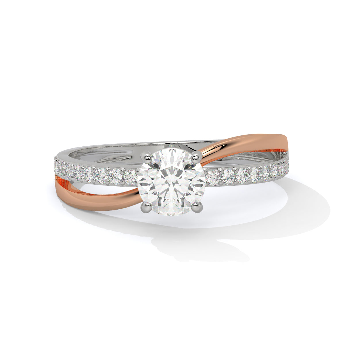 Graceful Harmony Dual-Tone Diamond Ring