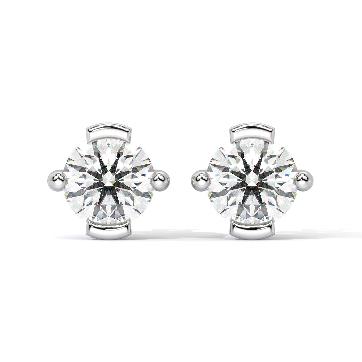 Solitaire Crest Round Diamond Studs