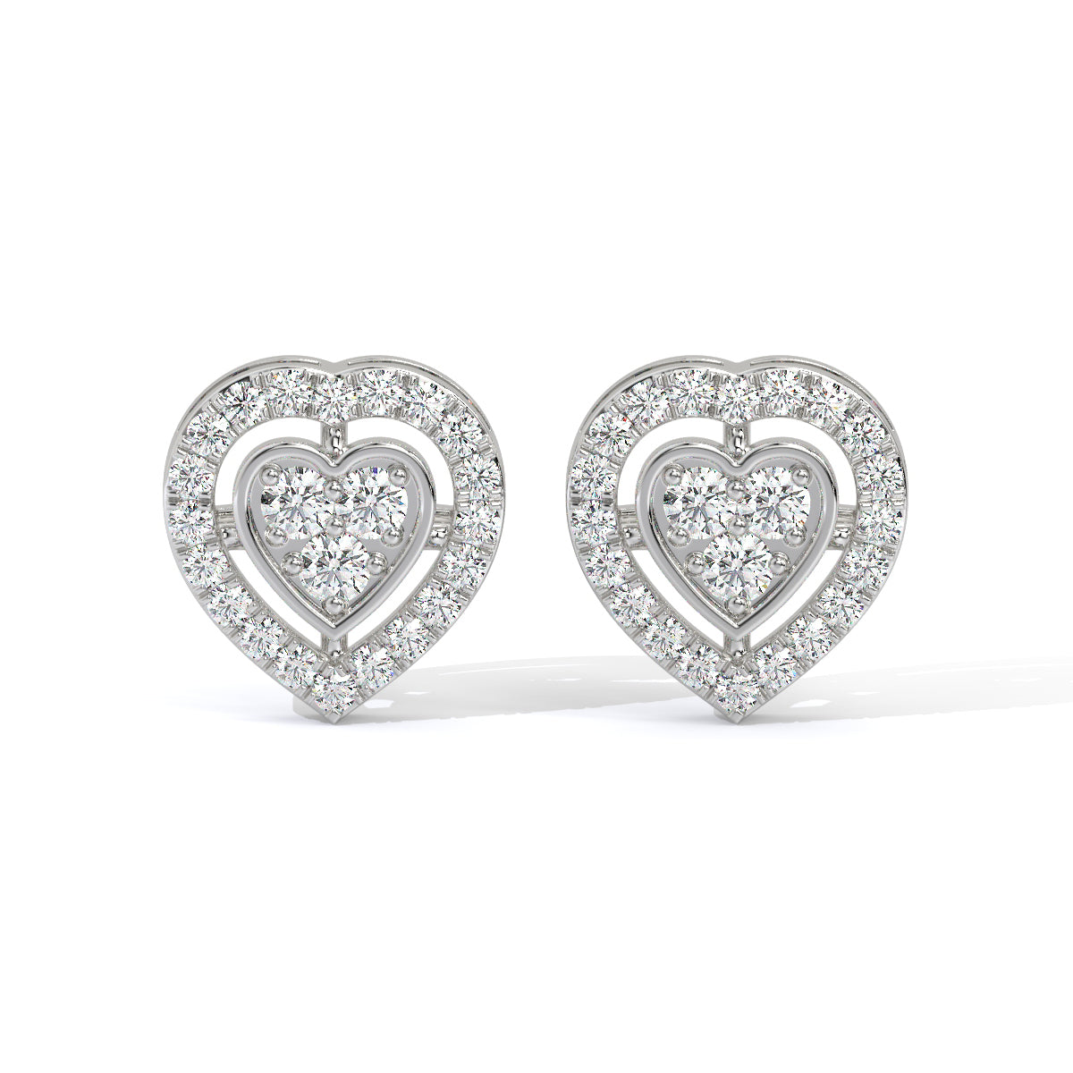 Pure Love Diamond Heart Studs