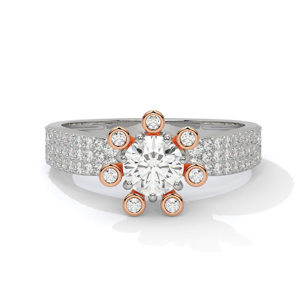 Radiant Dual-Tone Blossom Diamond Ring