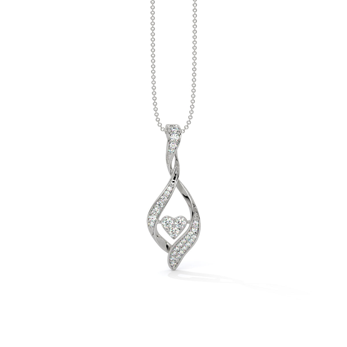 Fluid Motion Heart Diamond Pendant
