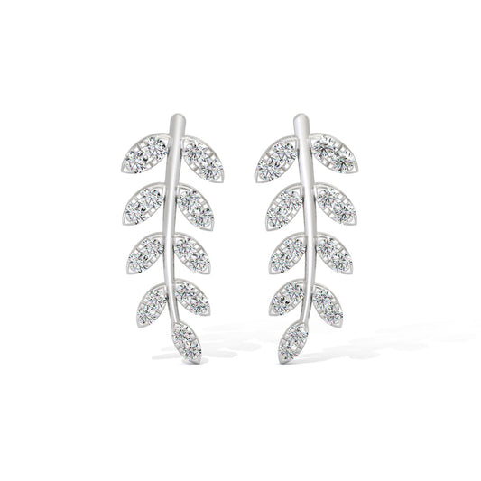 Leaf Diamond Ear Climbers