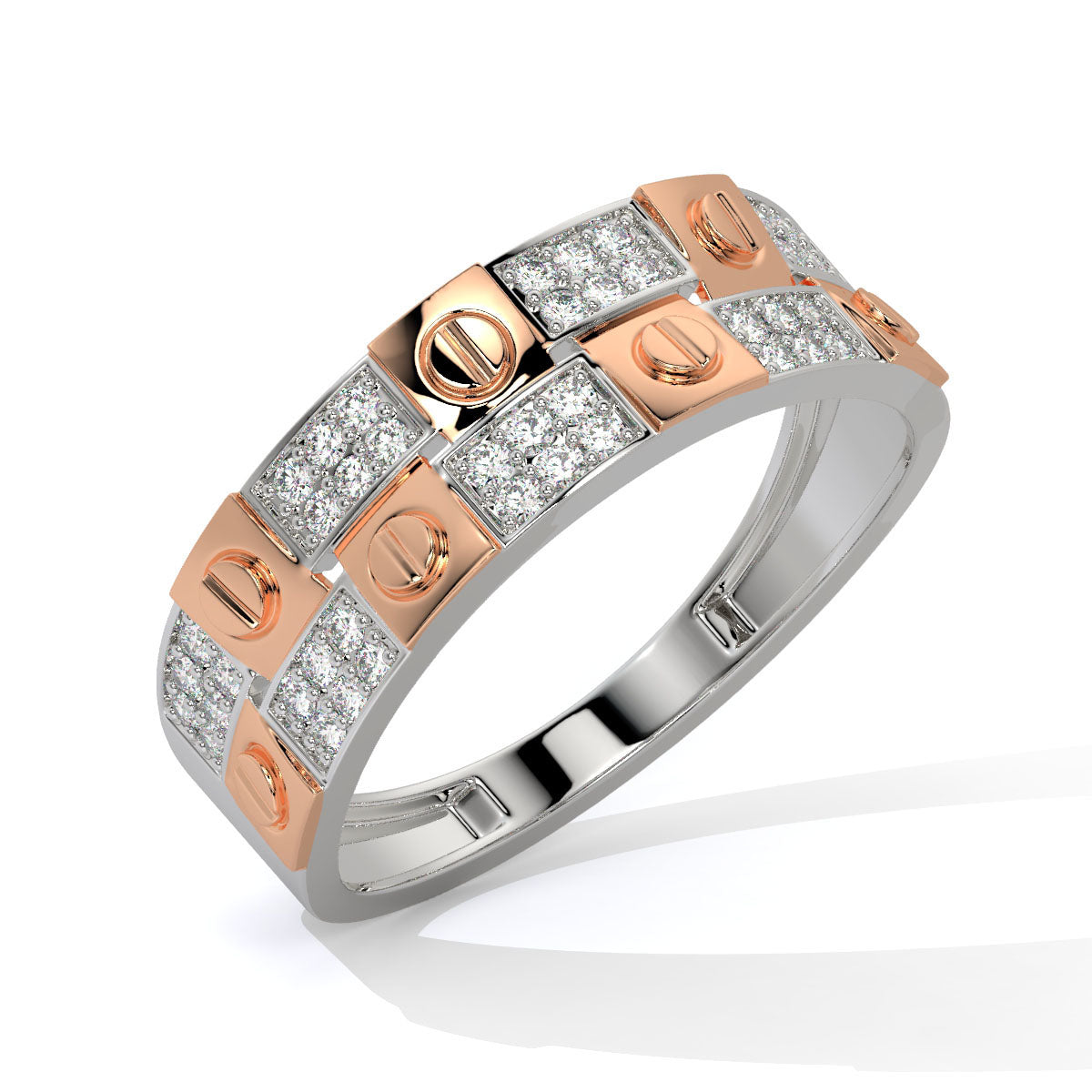 Screw Motif Luxe Dual-Tone Men's Diamond Ring