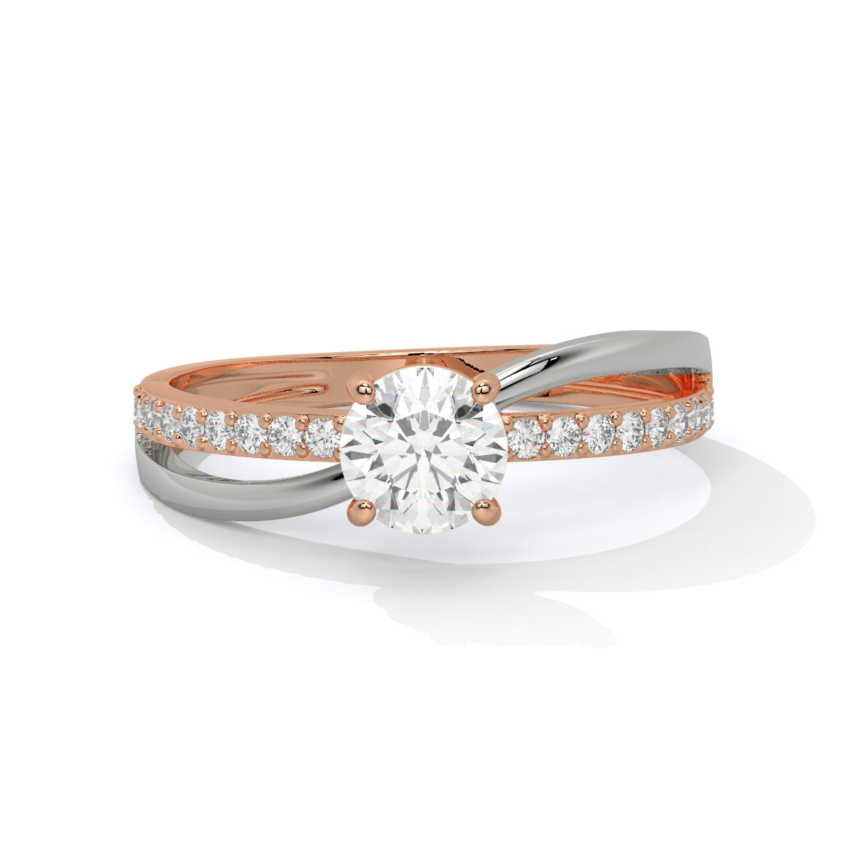 Graceful Harmony Dual-Tone Diamond Ring