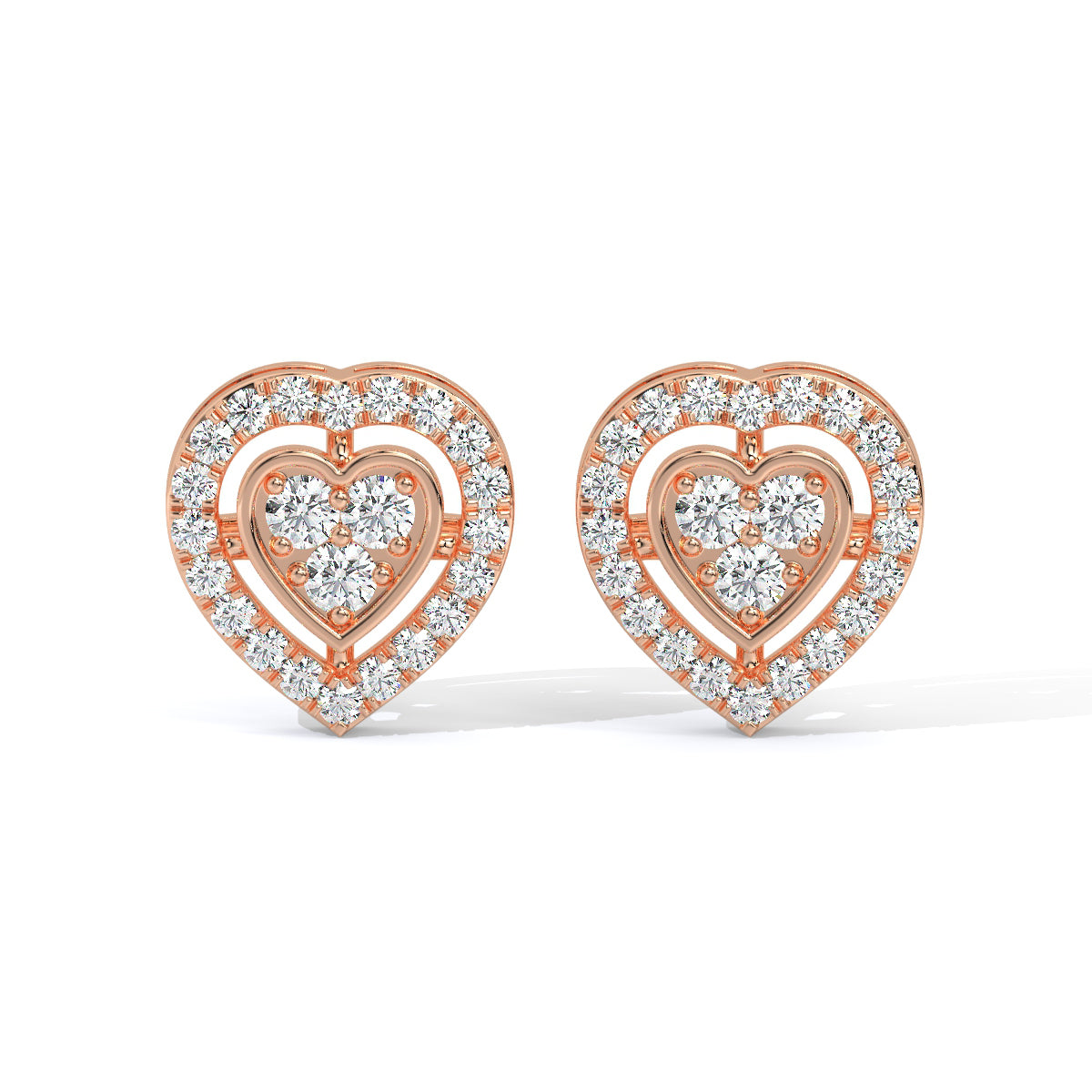 Pure Love Diamond Heart Studs