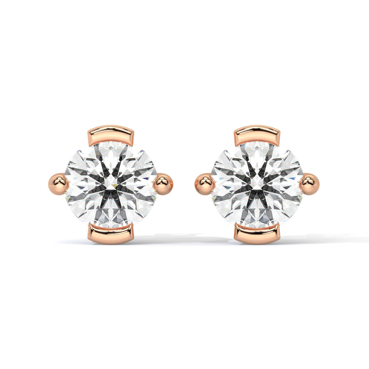 Solitaire Crest Round Diamond Studs